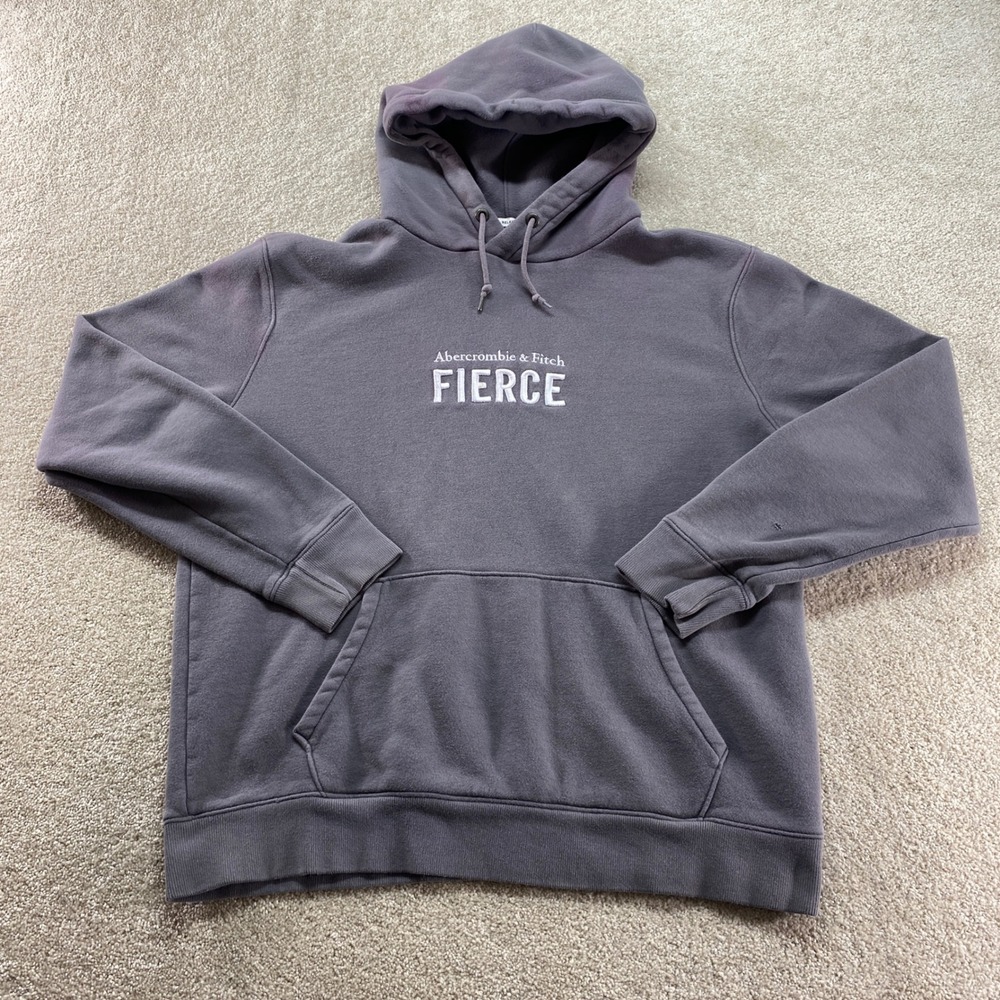 Abercrombie & Fitch Hoodie Mens Large Relaxed Fit Soft A&F Fleece Fierce Logo‎